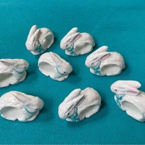 Ceramic Bunny Napkin Rings Set